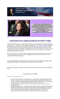 Updates on Coronavirus in New York