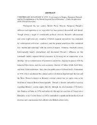 Benjamin Disraeli and the Formalization of the British Imperial Social Structure