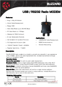 BLIZZARD USB / RS232 Radio MODEM