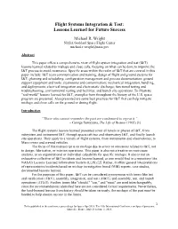 Flight System Integration & Test: Lessons Learned for Future Success