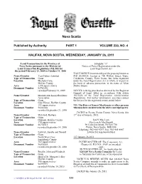 NS Royal Gazette Part I