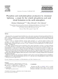 Phosphine and Methylphosphine Production by Simulated Lightning