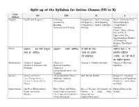 Split up of the Syllabus for Online Classes (VII to X)