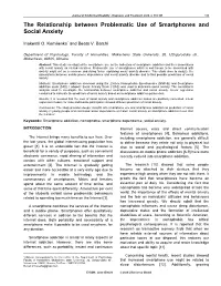 The Relationship Between Problematic Use of Smartphones and Social Anxiety