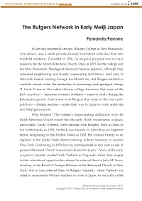 The Rutgers Network in Early Meiji Japan