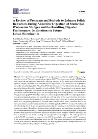 A Review of Pretreatment Methods to Enhance Solids Reduction During