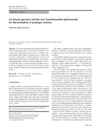 Al-Alaoui Operator and the New Transformation Polynomials for Discretization of Analogue Systems