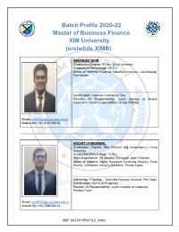 Batch Profile 2020-22 Master of Business Finance XIM University (Erstwhile XIMB)