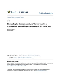 Dismantling the Dominant Narrative of the Irreversibility of Schizophrenia : Three Meaning Making Approaches to Psychosis