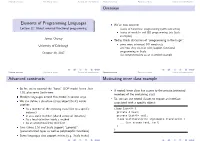 Elements of Programming Languages Overview Advanced Constructs
