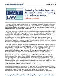 Fostering Equitable Access to Abortion Coverage: Reversing the Hyde Amendment Madeline T
