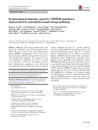 Frontotemporal Dementia Caused by CHMP2B Mutation Is Characterised by Neuronal Lysosomal Storage Pathology