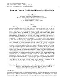 Ionic and Osmotic Equilibria of Human Red Blood Cells