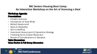 NIC Seniors Housing Boot Camp: an Interactive Workshop on the Art Of