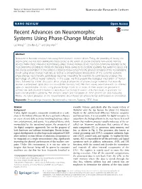 Recent Advances on Neuromorphic Systems Using Phase-Change Materials Lei Wang1,2*, Shu-Ren Lu1,2 and Jing Wen1,2