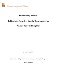 Reexamining Kashrut: Taking Into Consideration the Treatment of an Animal Prior to Slaughter