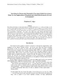 Searching for Democratic Potential in Emerging Global Governance: What Are the Implications of Regional and Global Involvements of Local Governments?