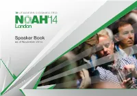 Speaker Book As of November 2014 Table of Contents