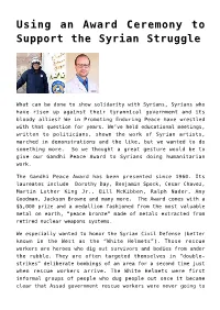 Using an Award Ceremony to Support the Syrian Struggle