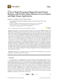 A Novel Triple-Permanent-Magnet-Excited Vernier Machine with Double-Stator Structure for Low-Speed and High-Torque Applications