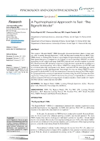 A Psychophysical Approach to Test: “The Bignetti Model”