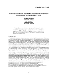 Aas 17-204 Validation of a Low-Thrust Mission Design