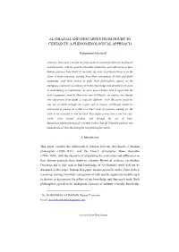 Al-Ghazali and Descartes from Doubt to Certainty: a Phenomenological Approach