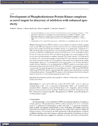 Development of Phosphodiesterase-Protein Kinase Complexes As Novel Targets for Discovery of Inhibitors with Enhanced Spec- Ificity