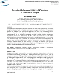 Emerging Challenges of HRM in 21St Century: a Theoretical Analysis