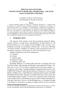 Special Data Feature Institutions in Burundi and Rwanda: a 20-Year Data Overview (1995-2016)