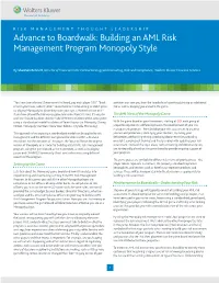 Advance to Boardwalk: Building an AML Risk Management Program Monopoly Style