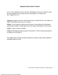 Identification of Variants in CNGA3 As Cause for Achromatopsia by Exome Sequencing of a Single Patient