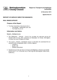 Report to Transport and Highways Committee REPORT of SERVICE