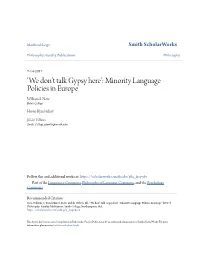 'We Don't Talk Gypsy Here': Minority Language Policies in Europe
