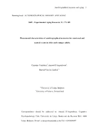 AUTOBIOGRAPHICAL MEMORY and AGING 2005 – Experimental Aging Research, 31, 1