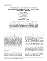 Does Diversity-Valuing Behavior Result in Diminished Performance Ratings for Non-White and Female Leaders?