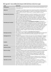 Early Childhood Development (ECD) Definitions Referred to in Paper