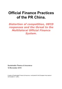 Official Finance Practices of the PR China