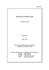 Operation of Trading Funds