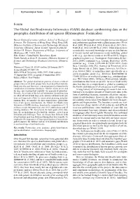 Synthesizing Data on the Geographic Distribution of Ant Species (Hymenoptera: Formicidae)