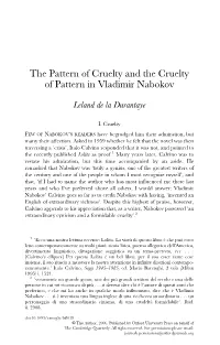 The Pattern of Cruelty and the Cruelty of Pattern in Vladimir Nabokov