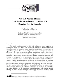 The Social and Spatial Dynamics of Coming out in Canada