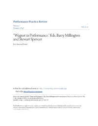 Wagner in Performance." Eds