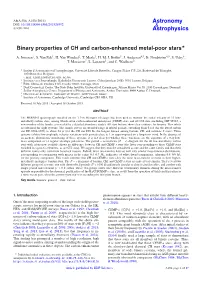 Binary Properties of CH and Carbon-Enhanced Metal-Poor Stars⋆
