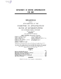 Department of Defense Appropriations for 2009