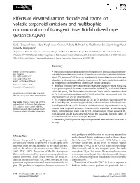 Effects of Elevated Carbon Dioxide and Ozone on Volatile Terpenoid