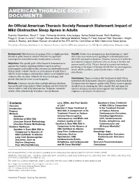 Impact of Mild Obstructive Sleep Apnea in Adults Susmita Chowdhuri, Stuart F