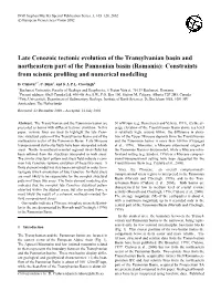 Late Cenozoic Tectonic Evolution of the Transylvanian Basin And