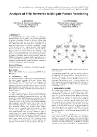 Analysis of Fiwi Networks to Mitigate Packet Reordering