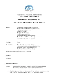 Committee for Infrastructure Minutes of Proceedings